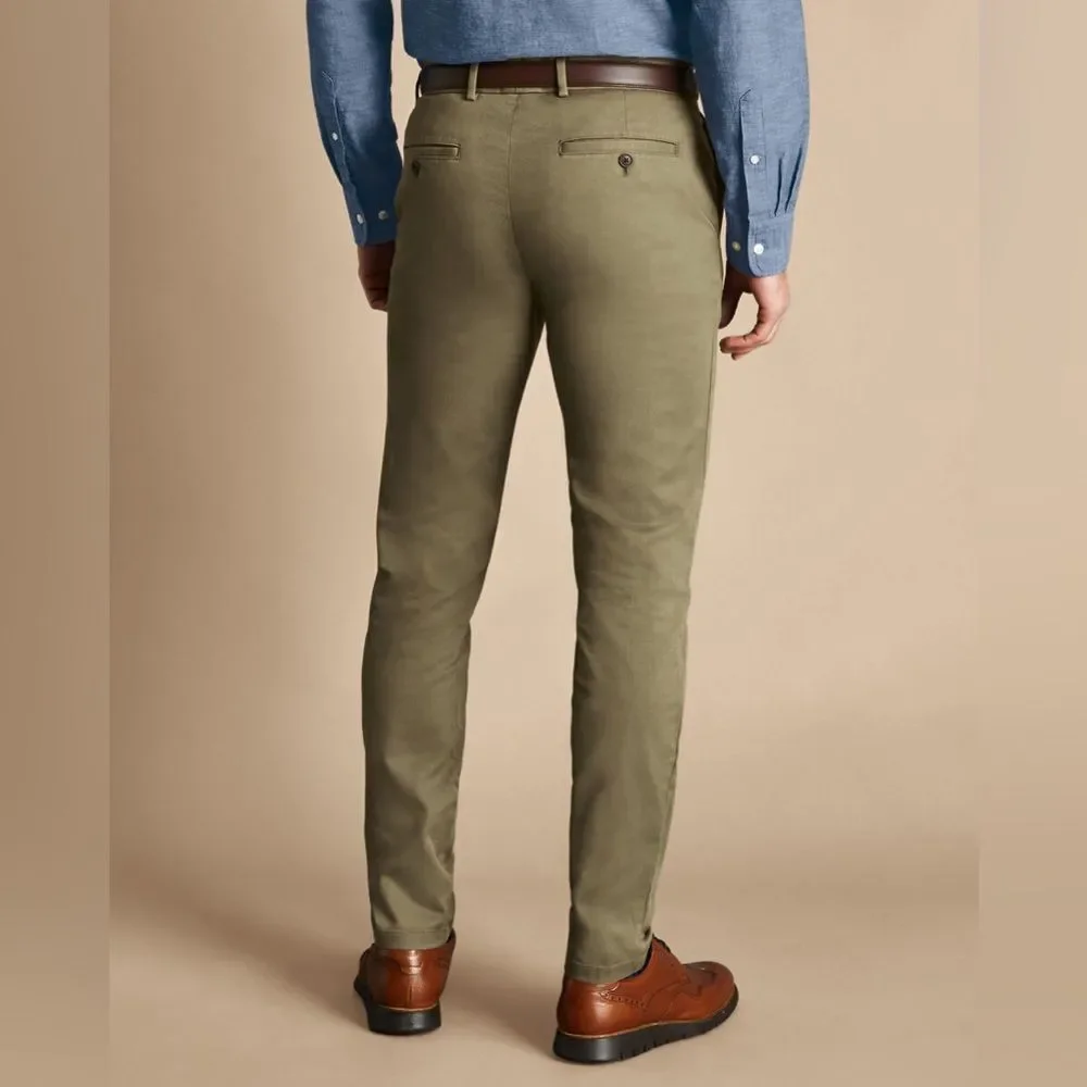 Charles‎ TYRWHITT extra slim fit Ultimate Non-Iron Chinos Olive Green 34x30 Nwt
